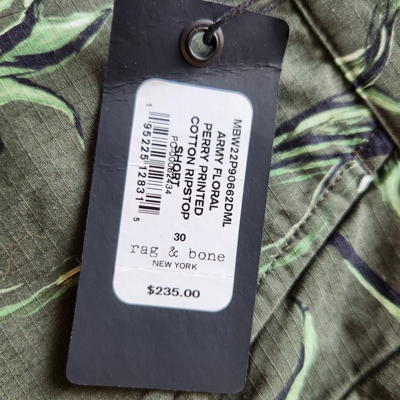 NWT Rag & Bone "Perry Printed Cotton Ripstop Shorts" Army Green | Men's Size 30 - Picture 8 of 9